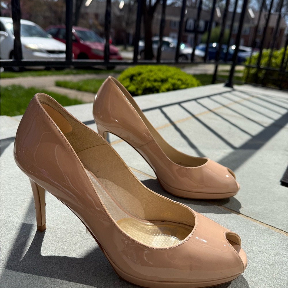 Elegant Nude Peep-Toe Heels